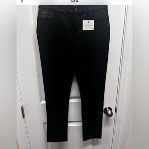 Calvin Klein Jeans Women Ponte Knit Mid Rise Pants SZ 10 Slim Fit Stretch Black